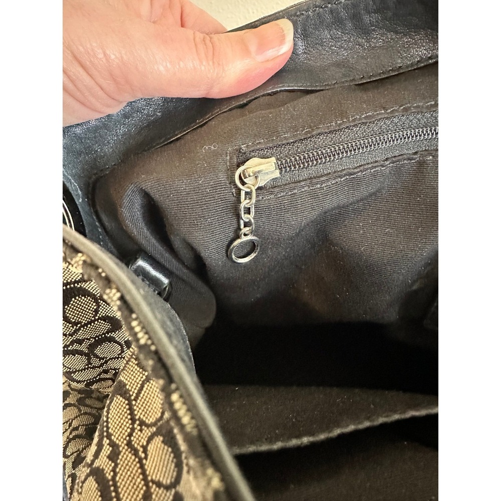 Coach F11666 Signature Jacquard Hobo Shoulder Bag Black Grey Leather Trim - Picture 12 of 16